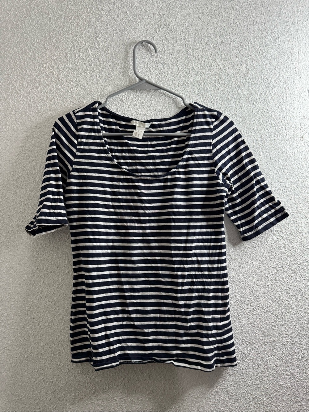 H&M Navy and White Striped Scoop Neck Top
